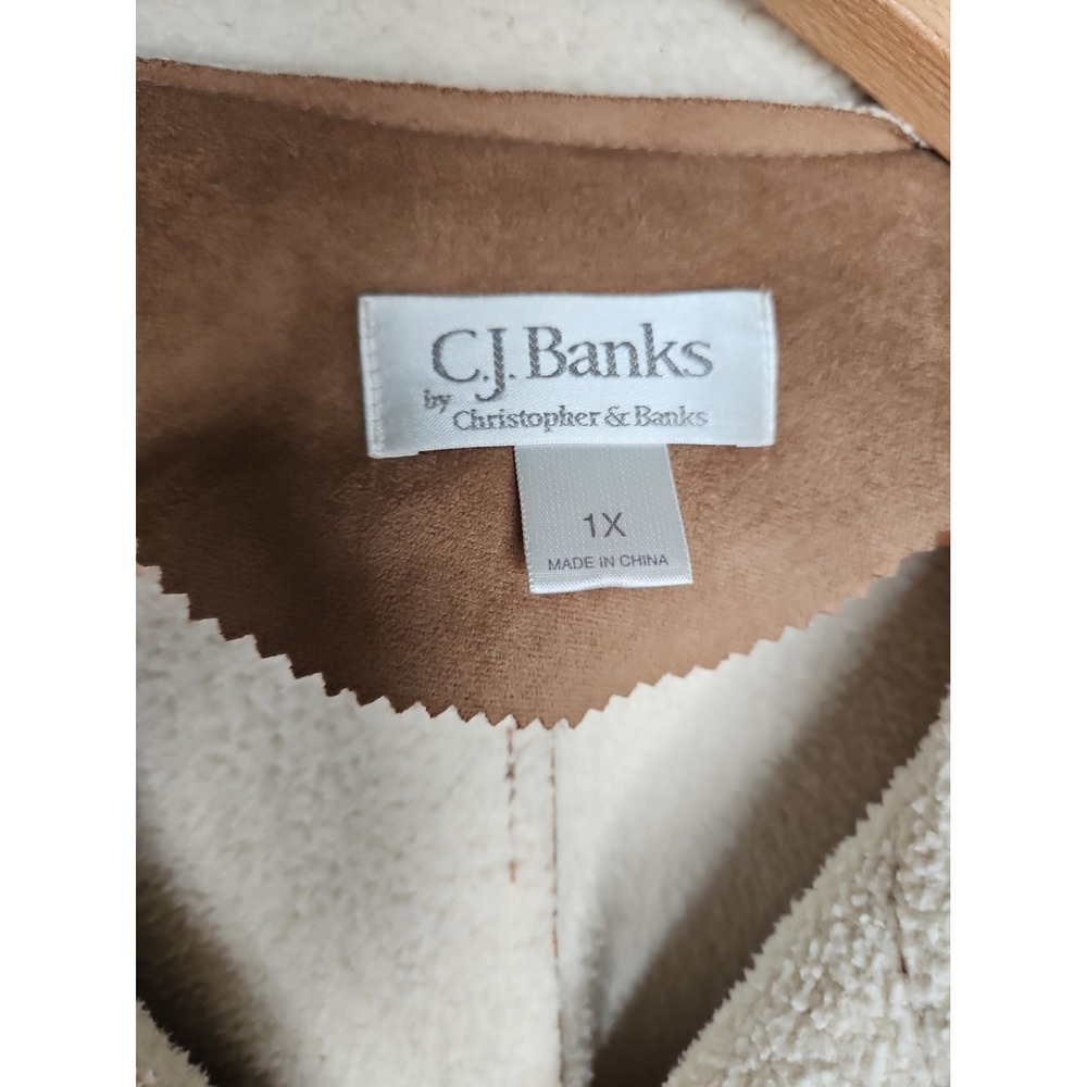 Cj Banks Jacket 1X Brown Faux Suede Sherpa Velvet Trim Boho Western Indie Y2K - Picture 5 of 13
